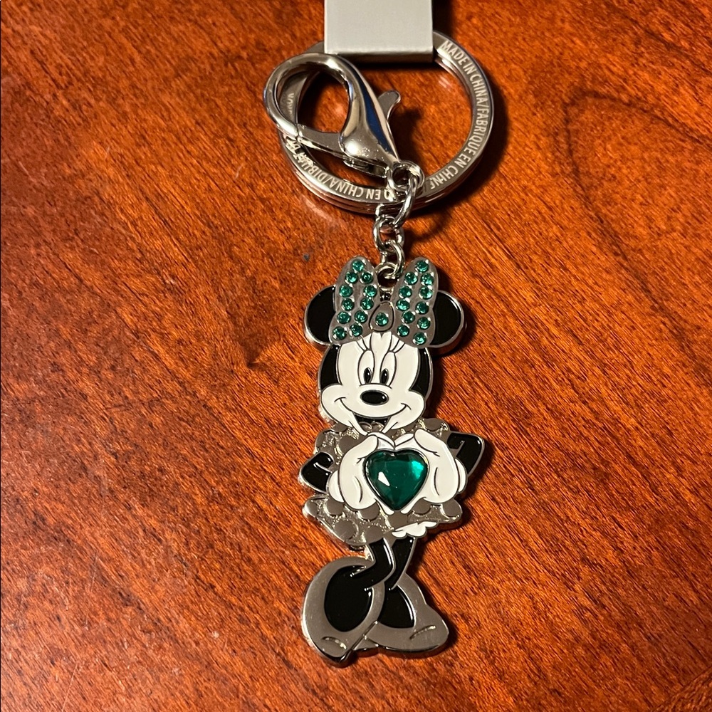 Disney Minnie Mouse Keychain with Green Bow